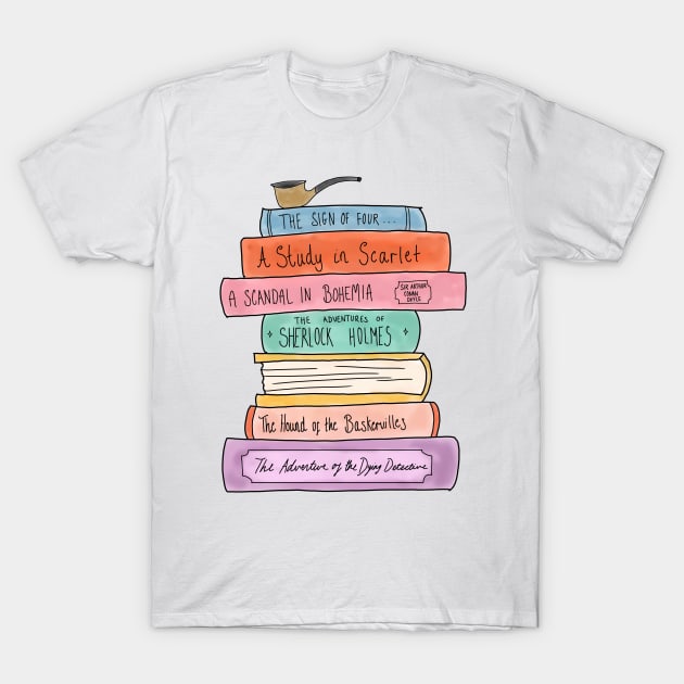 Sherlock Holmes book stack T-Shirt by bookloversclub